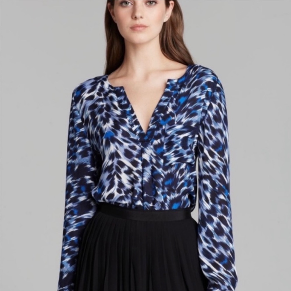 Joie Deon Blue Leopard Silk Shirt